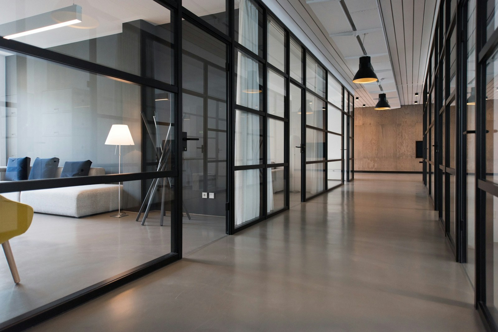 Modern private office corridor